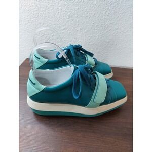 Manuel Barcelo Teal Leather Platform Sneakers Square Toe Made in Spain Size‎ 37